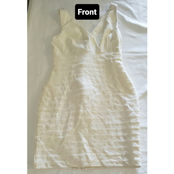EXPRESS Cream Bodycon Cocktail Dress - Picture 2 of 5